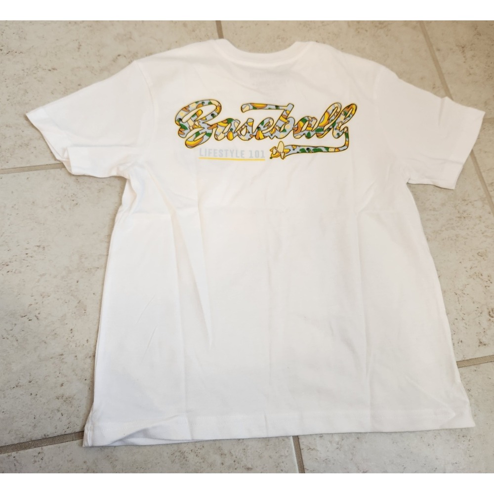 BSBL Lifestyle 101 Baseball Graphic T-Shirt Youth Small White Short Sleeve Tee